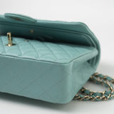 CHANEL Handbag 20C Tiffany Blue Caviar Quilted Classic Flap Medium Light Gold Hardware - Redeluxe