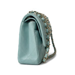 CHANEL Handbag 20C Tiffany Blue Caviar Quilted Classic Flap Medium Light Gold Hardware - Redeluxe