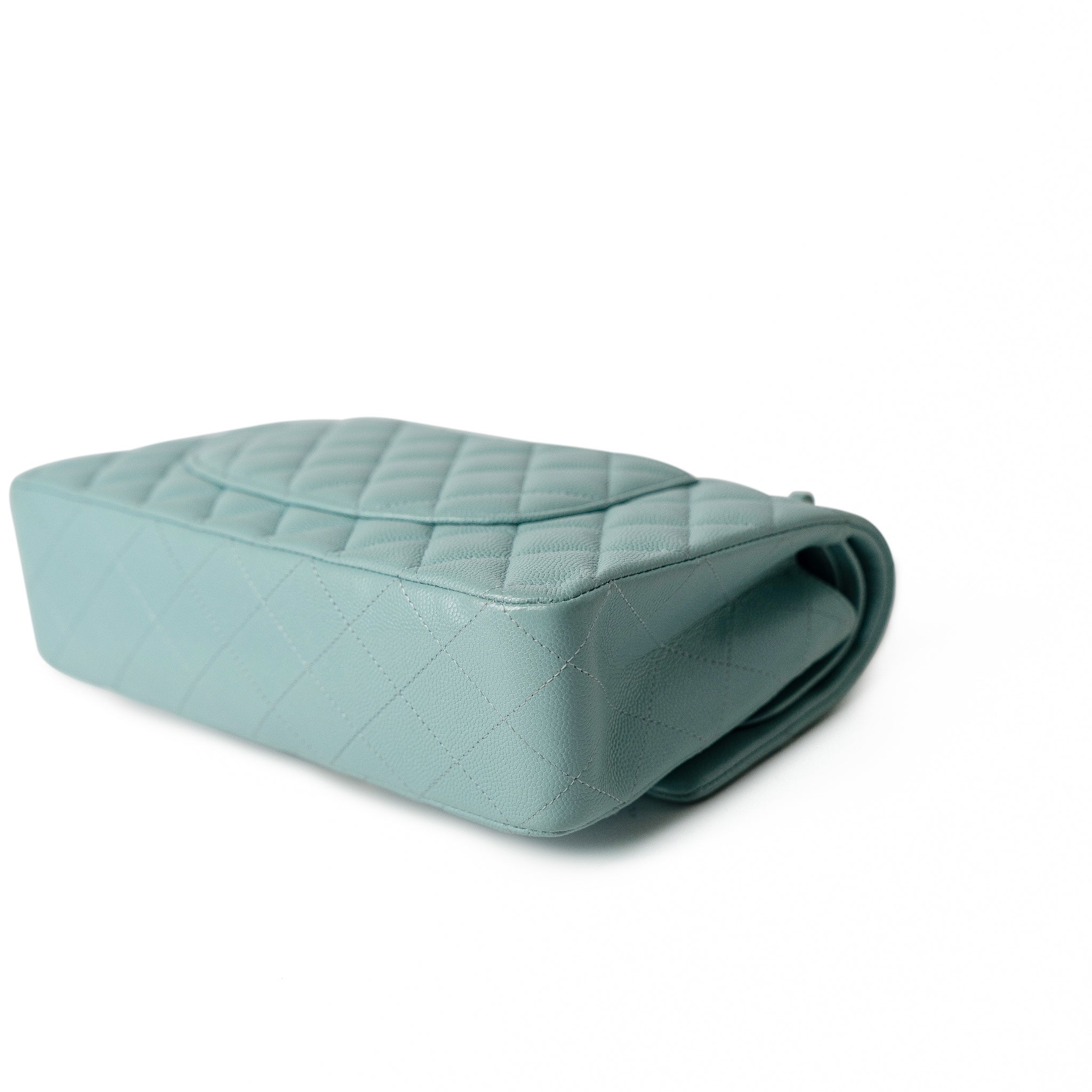 CHANEL Handbag 20C Tiffany Blue Caviar Quilted Classic Flap Medium Light Gold Hardware - Redeluxe