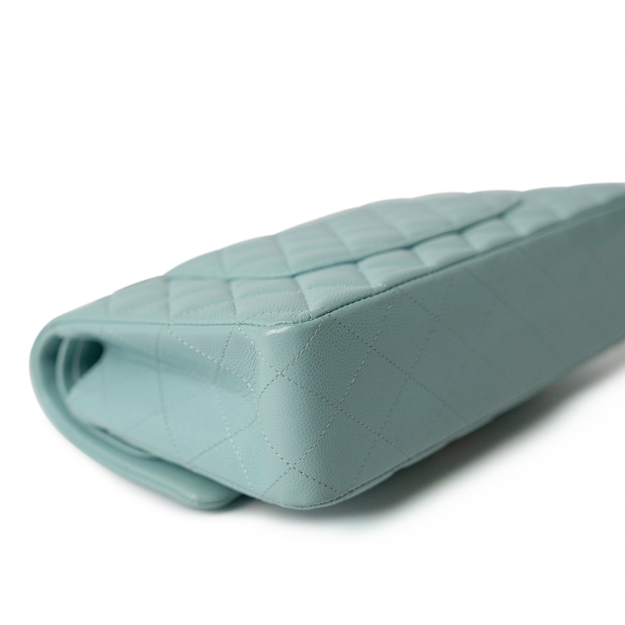 CHANEL Handbag 20C Tiffany Blue Caviar Quilted Classic Flap Medium Light Gold Hardware - Redeluxe