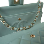 CHANEL Handbag 20C Tiffany Blue Caviar Quilted Classic Flap Medium Light Gold Hardware - Redeluxe