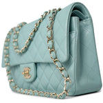 CHANEL Handbag 20C Tiffany Blue Caviar Quilted Classic Flap Medium Light Gold Hardware - Redeluxe