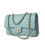 CHANEL Handbag 20C Tiffany Blue Caviar Quilted Classic Flap Medium Light Gold Hardware - Redeluxe