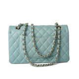 CHANEL Handbag 20C Tiffany Blue Caviar Quilted Classic Flap Medium Light Gold Hardware - Redeluxe