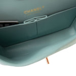 CHANEL Handbag 20C Tiffany Blue Caviar Quilted Classic Flap Medium Light Gold Hardware - Redeluxe