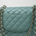 CHANEL Handbag 20C Tiffany Blue Caviar Quilted Classic Flap Medium Light Gold Hardware - Redeluxe