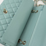 CHANEL Handbag 20C Tiffany Blue Caviar Quilted Classic Flap Medium Light Gold Hardware - Redeluxe
