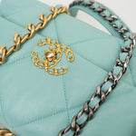 CHANEL Handbag 20C Tiffany Blue Goatskin 19 Flap Small Mixed Hardware - Redeluxe