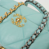 CHANEL Handbag 20C Tiffany Blue Goatskin 19 Flap Small Mixed Hardware - Redeluxe