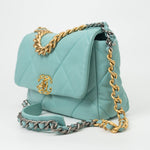 CHANEL Handbag 20C Tiffany Blue Goatskin 19 Flap Small Mixed Hardware - Redeluxe