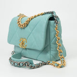 CHANEL Handbag 20C Tiffany Blue Goatskin 19 Flap Small Mixed Hardware - Redeluxe