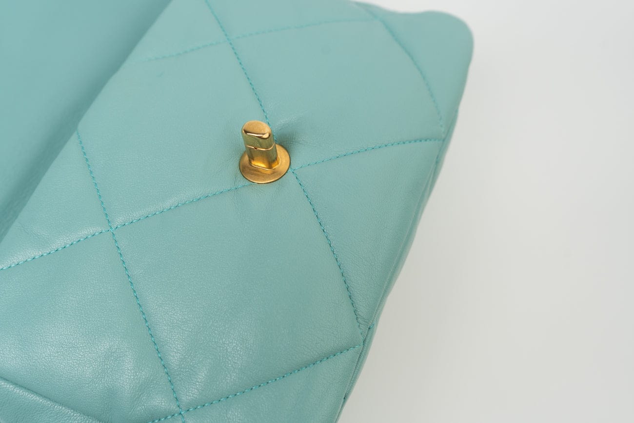 CHANEL Handbag 20C Tiffany Blue Goatskin 19 Flap Small Mixed Hardware - Redeluxe