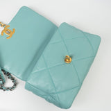 CHANEL Handbag 20C Tiffany Blue Goatskin 19 Flap Small Mixed Hardware - Redeluxe