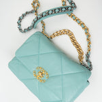 CHANEL Handbag 20C Tiffany Blue Goatskin 19 Flap Small Mixed Hardware - Redeluxe