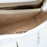 CHANEL Handbag 20K Iridescent White Caviar Quilted Coco Handle Medium Light Gold Hardware - Redeluxe
