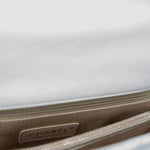 CHANEL Handbag 20K Iridescent White Caviar Quilted Coco Handle Medium Light Gold Hardware - Redeluxe