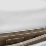 CHANEL Handbag 20K Iridescent White Caviar Quilted Coco Handle Medium Light Gold Hardware - Redeluxe