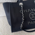 CHANEL Handbag 20S Black Large Deauville Shopping Bag Silver Hardware - Redeluxe