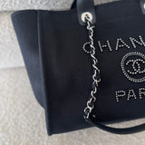 CHANEL Handbag 20S Black Large Deauville Shopping Bag Silver Hardware - Redeluxe