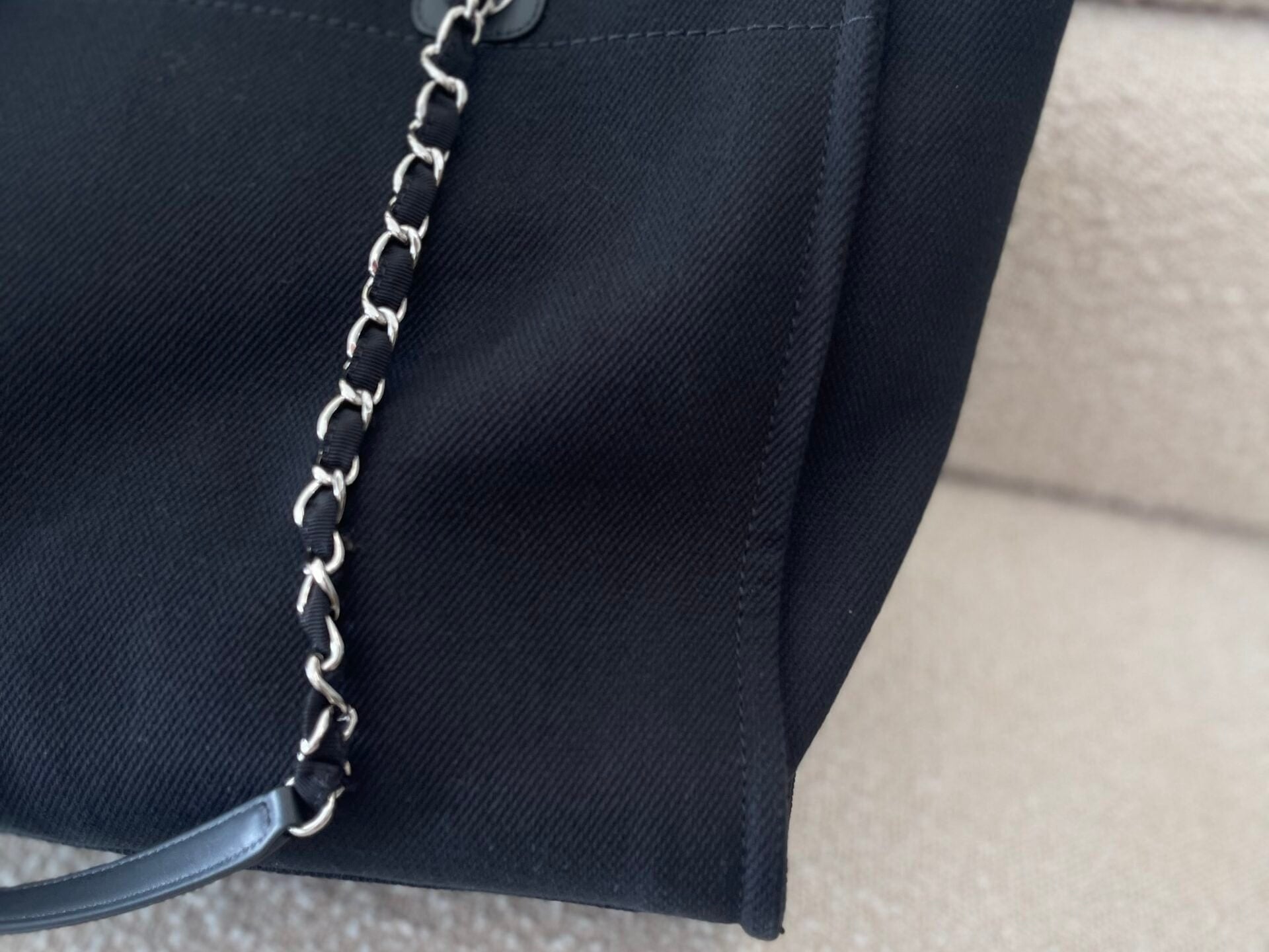 CHANEL Handbag 20S Black Large Deauville Shopping Bag Silver Hardware - Redeluxe