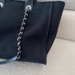 CHANEL Handbag 20S Black Large Deauville Shopping Bag Silver Hardware - Redeluxe