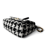 CHANEL Handbag 20S Black / White Ribbon Tweed 19 Flap Mixed Hardware Small - Redeluxe