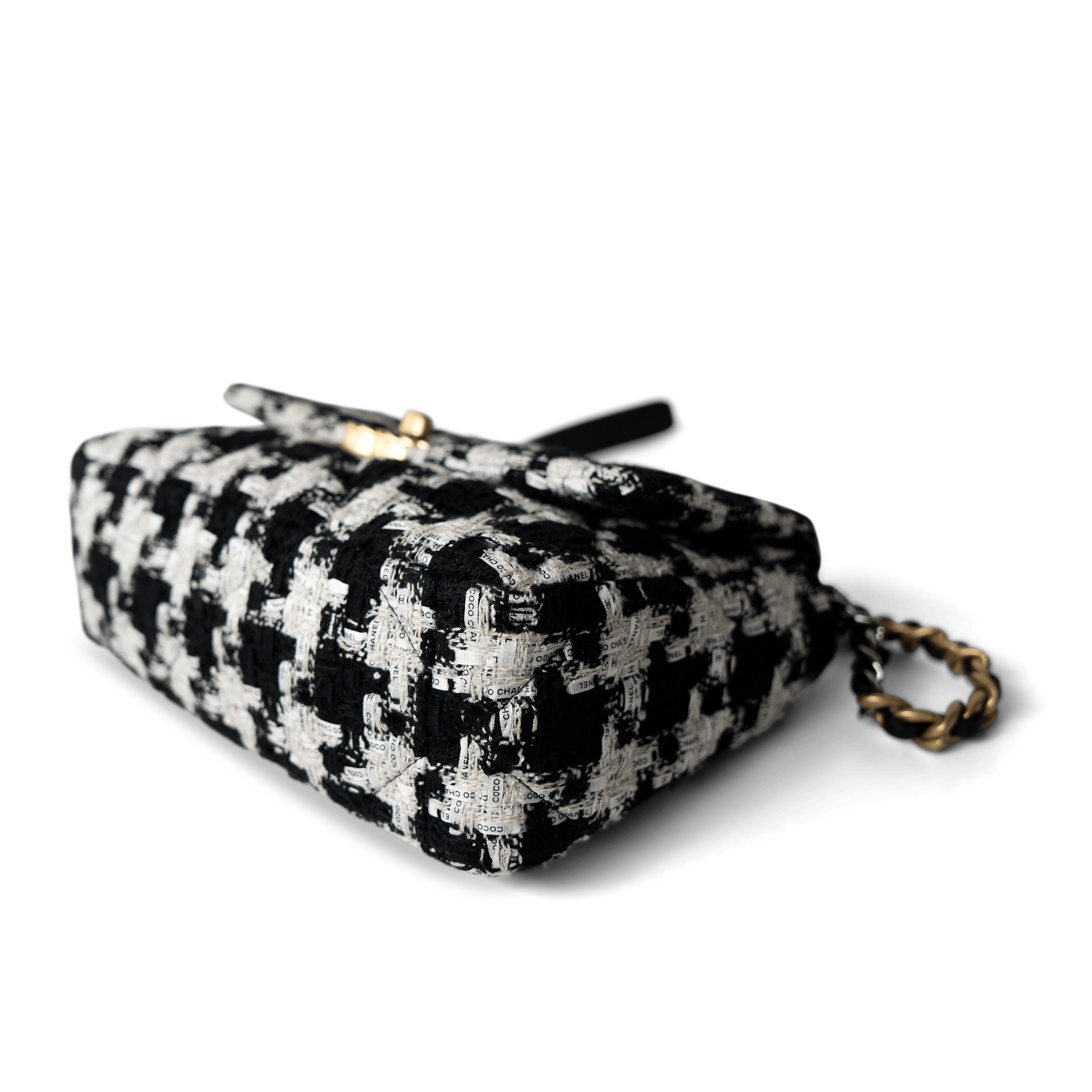 CHANEL Handbag 20S Black / White Ribbon Tweed 19 Flap Mixed Hardware Small - Redeluxe