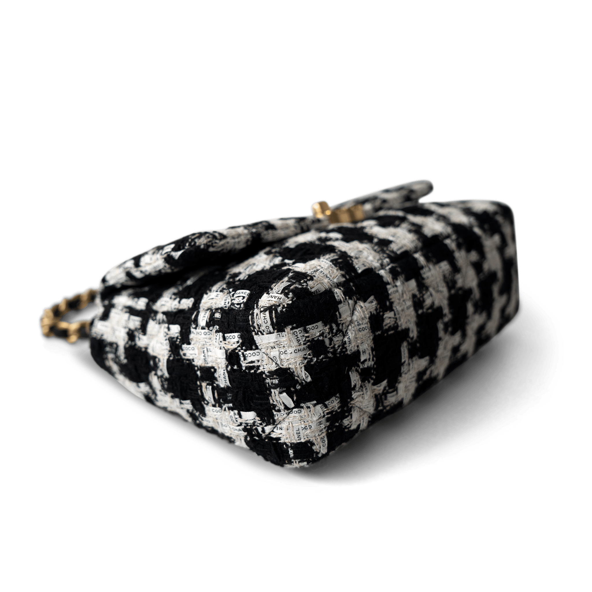 CHANEL Handbag 20S Black / White Ribbon Tweed 19 Flap Mixed Hardware Small - Redeluxe