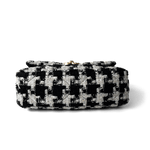 CHANEL Handbag 20S Black / White Ribbon Tweed 19 Flap Mixed Hardware Small - Redeluxe