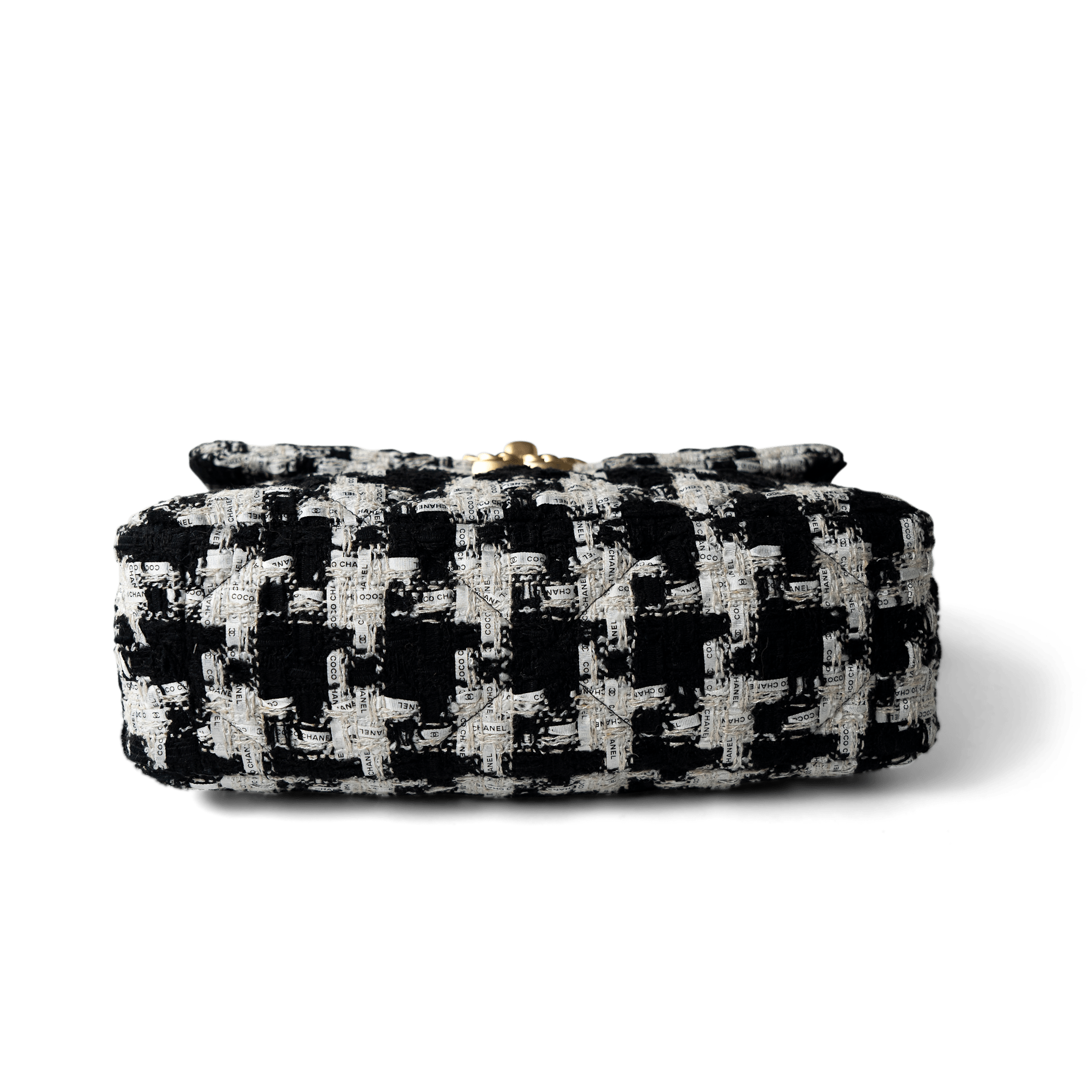 CHANEL Handbag 20S Black / White Ribbon Tweed 19 Flap Mixed Hardware Small - Redeluxe