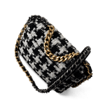 CHANEL Handbag 20S Black / White Ribbon Tweed 19 Flap Mixed Hardware Small - Redeluxe