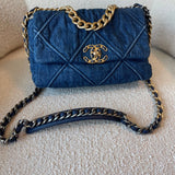 CHANEL Handbag 20S Blue Denim 19 Flap Quilted Small Mixed Hardware - Redeluxe