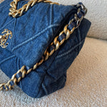 CHANEL Handbag 20S Blue Denim 19 Flap Quilted Small Mixed Hardware - Redeluxe