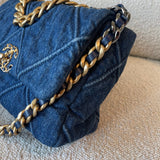 CHANEL Handbag 20S Blue Denim 19 Flap Quilted Small Mixed Hardware - Redeluxe