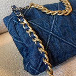 CHANEL Handbag 20S Blue Denim 19 Flap Quilted Small Mixed Hardware - Redeluxe