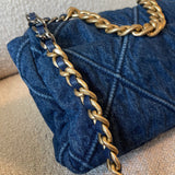 CHANEL Handbag 20S Blue Denim 19 Flap Quilted Small Mixed Hardware - Redeluxe