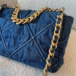 CHANEL Handbag 20S Blue Denim 19 Flap Quilted Small Mixed Hardware - Redeluxe