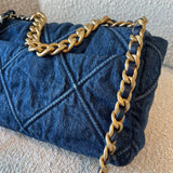 CHANEL Handbag 20S Blue Denim 19 Flap Quilted Small Mixed Hardware - Redeluxe