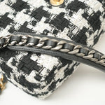 CHANEL Handbag 20S Ecru Black & White Tweed Quilted 19 Flap Small Mixed Hardware - Redeluxe