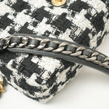 CHANEL Handbag 20S Ecru Black & White Tweed Quilted 19 Flap Small Mixed Hardware - Redeluxe