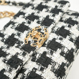 CHANEL Handbag 20S Ecru Black & White Tweed Quilted 19 Flap Small Mixed Hardware - Redeluxe