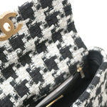 CHANEL Handbag 20S Ecru Black & White Tweed Quilted 19 Flap Small Mixed Hardware - Redeluxe