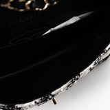 CHANEL Handbag 20S Ecru Black & White Tweed Quilted Medium Classic Flap LGHW - Redeluxe