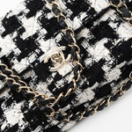 CHANEL Handbag 20S Ecru Black & White Tweed Quilted Medium Classic Flap LGHW - Redeluxe