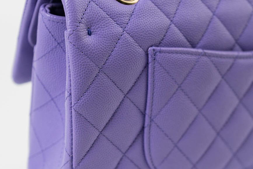 CHANEL Handbag 20S Purple Caviar Quilted Classic Flap Medium - Redeluxe