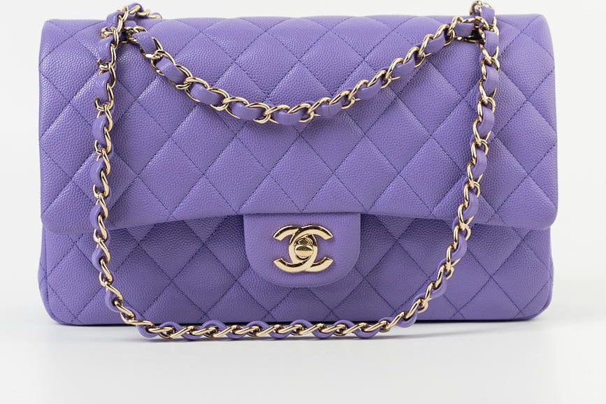 CHANEL Handbag 20S Purple Caviar Quilted Classic Flap Medium - Redeluxe