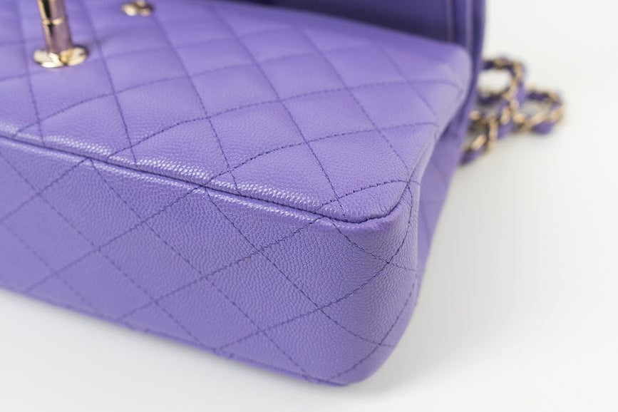 CHANEL Handbag 20S Purple Caviar Quilted Classic Flap Medium - Redeluxe