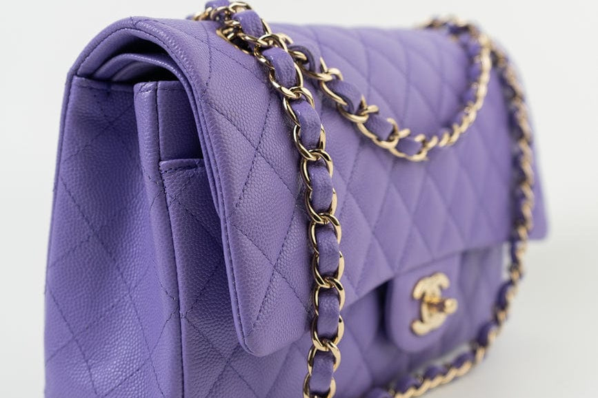CHANEL Handbag 20S Purple Caviar Quilted Classic Flap Medium - Redeluxe
