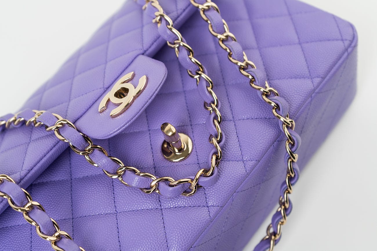 CHANEL Handbag 20S Purple Caviar Quilted Classic Flap Medium - Redeluxe