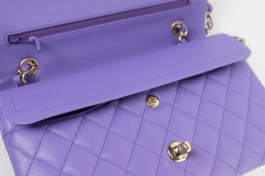 CHANEL Handbag 20S Purple Caviar Quilted Classic Flap Medium - Redeluxe